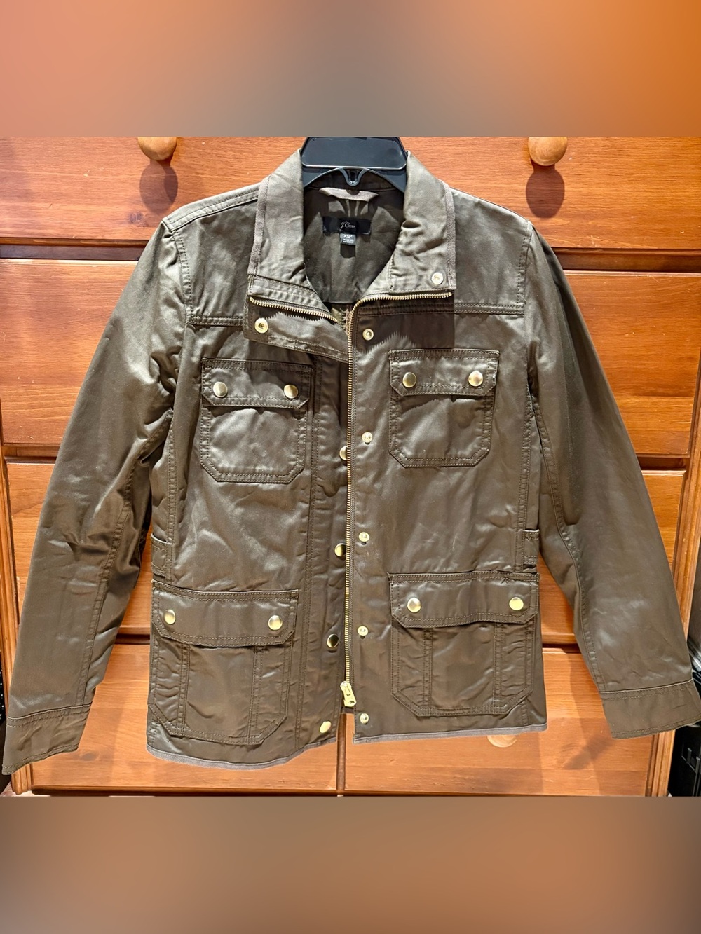 J. Crew Olive Green - Brown Field/Utility Jacket with Brass Buttons, size XS